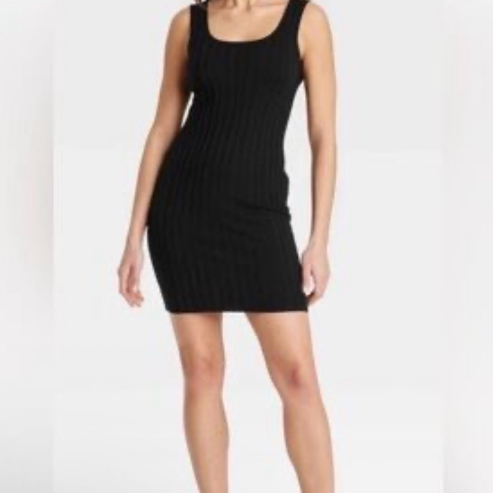 NWT A New Day Black Ribbed Mini Dress